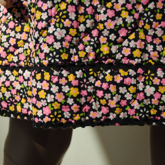 SALE! 1970s flower power dress Sue Brett, black knit top, quilted fabric skirt, - Picture 6 of 6